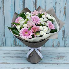 Букет цветов из:  Герберы, Альстромерии и Хризантемы в Маслянино