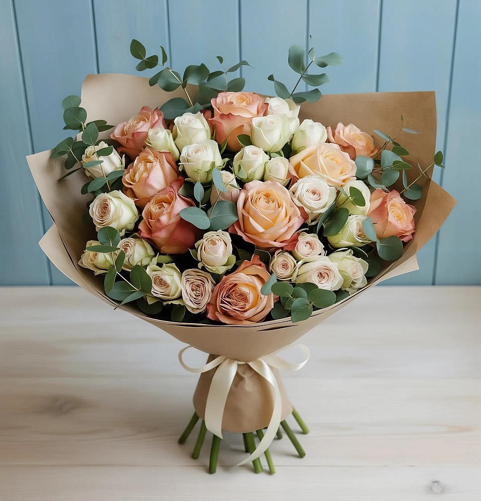 Букет цветов из: Альстромерии и Розы в Маслянино