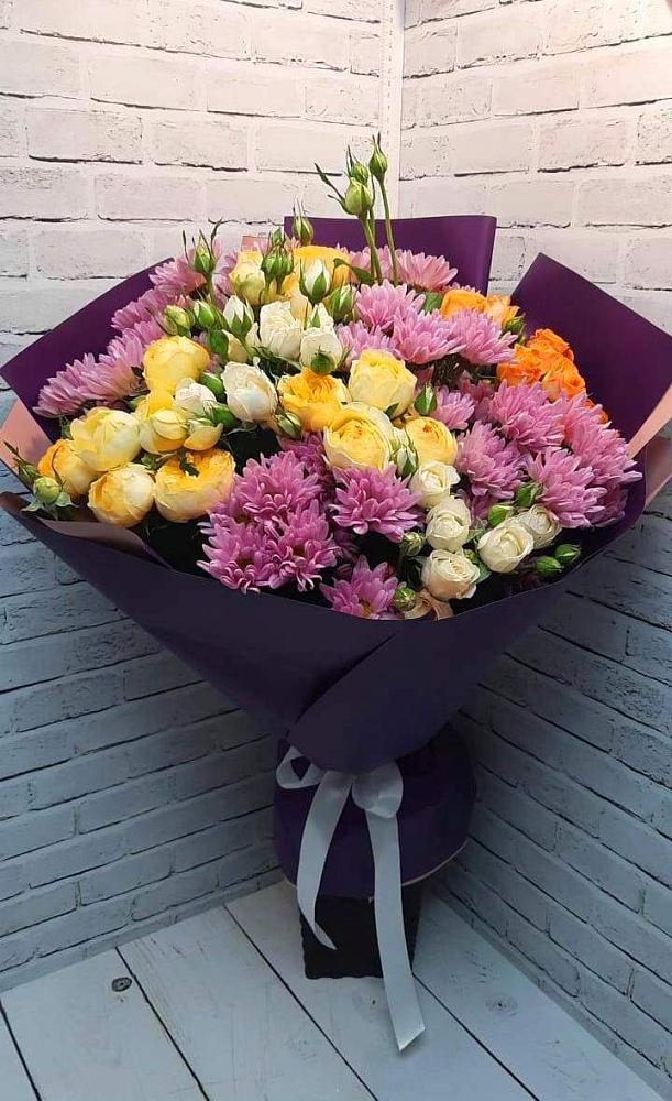 Букет цветов из: Хризантемы и Розы в Маслянино