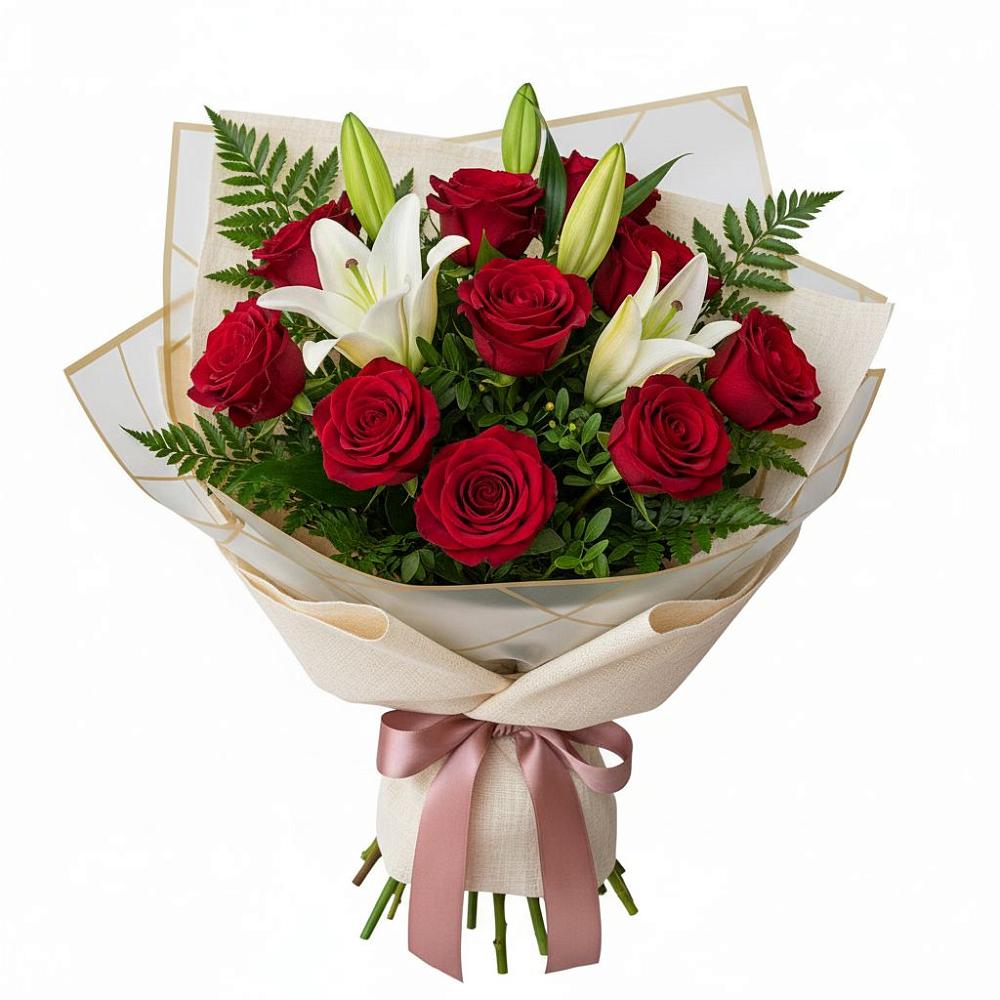 Букет цветов из: Лилии и Розы в Маслянино