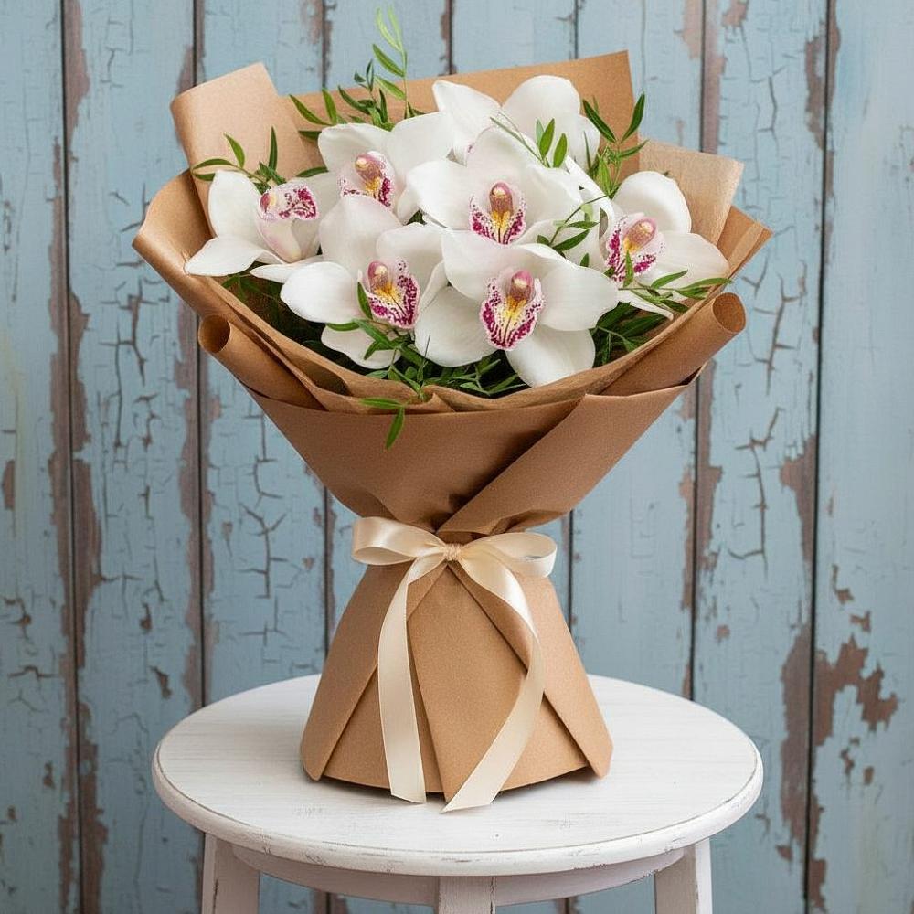 Букет цветов из: Орхидеи и Розы в Маслянино