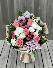 Букет цветов из:  Альстромерии, Гвоздики, Розы и Хризантемы #REPLACE_PRED# Маслянино