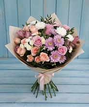 Букет цветов из:  Хризантемы, Розы и Альстромерии в Маслянино