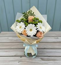 Букет цветов из:  Герберы, Розы и Хризантемы #REPLACE_PRED# Маслянино